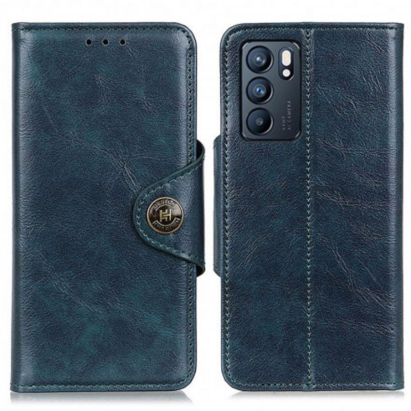 Housse Oppo Reno 6 5G Simili Cuir Bouton Vintage