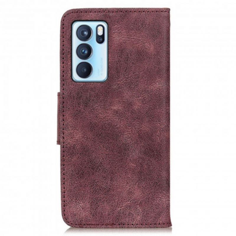 Housse Oppo Reno 6 Pro 5G Cuir Fendu Vintage