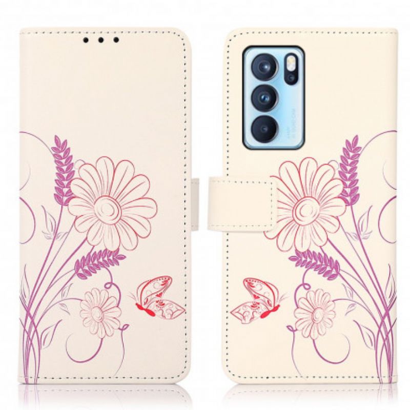 Housse Oppo Reno 6 Pro 5G Dessin Papillons Et Fleurs