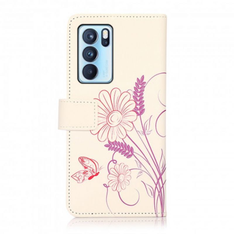 Housse Oppo Reno 6 Pro 5G Dessin Papillons Et Fleurs