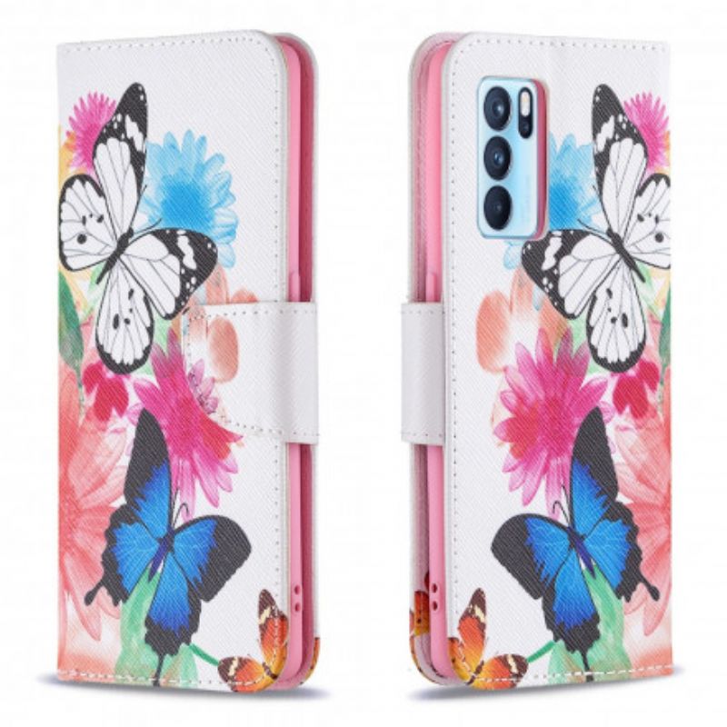 Housse Oppo Reno 6 Pro 5G Papillons Et Fleurs Peints