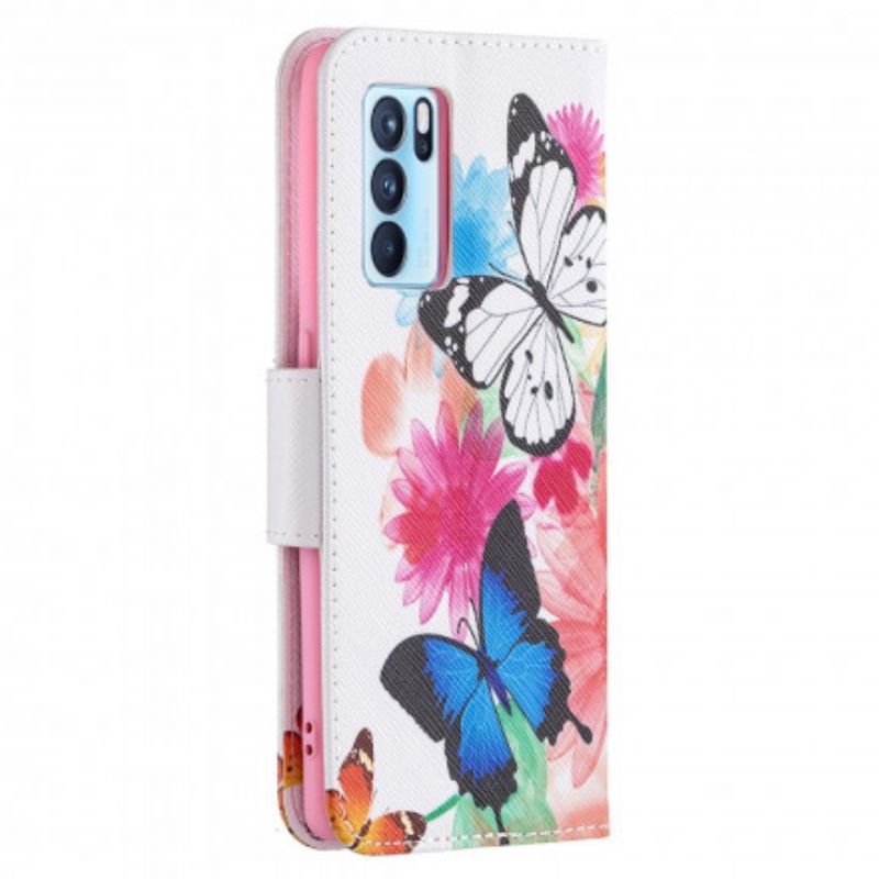 Housse Oppo Reno 6 Pro 5G Papillons Et Fleurs Peints