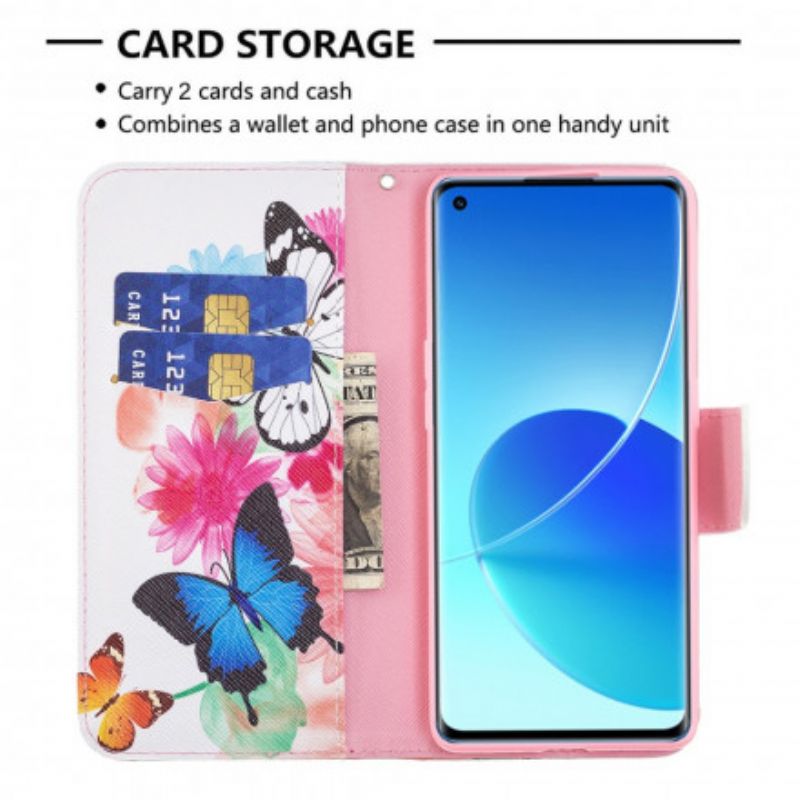 Housse Oppo Reno 6 Pro 5G Papillons Et Fleurs Peints