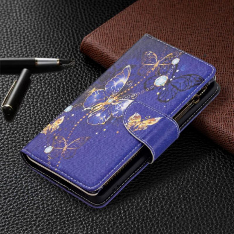 Housse Oppo Reno 6 Pro 5G Poche Zippée Papillons