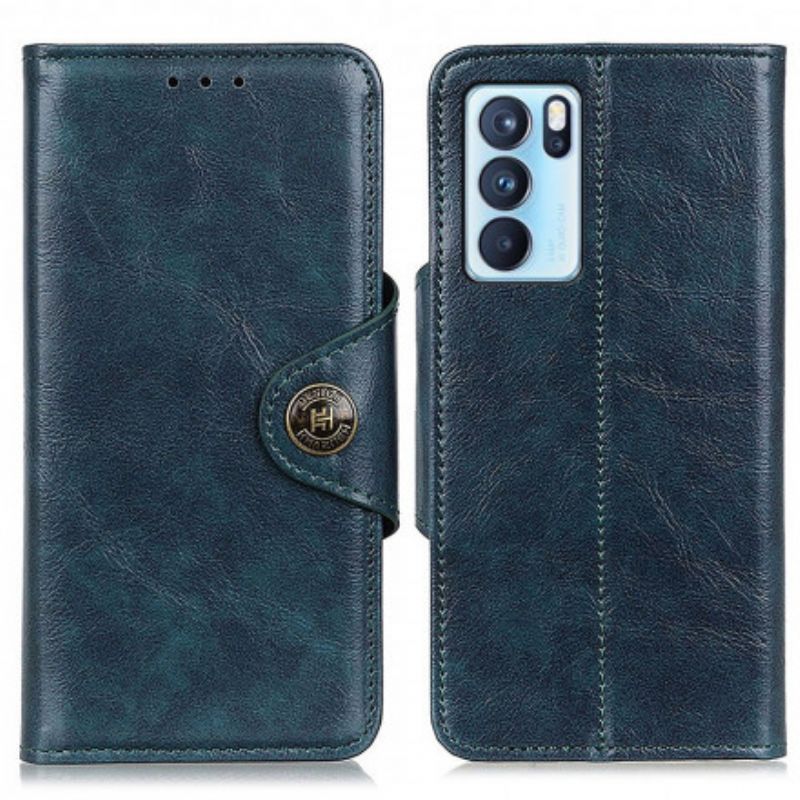 Housse Oppo Reno 6 Pro 5G Simili Cuir Bouton Vintage