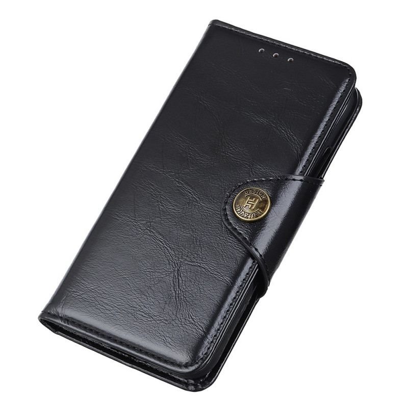 Housse Oppo Reno 7 Simili Cuir Bouton Verni KHAZNEH