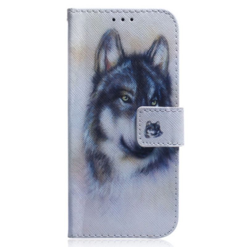 Housse Oppo Reno 8 Chien Aquarelle avec lanière