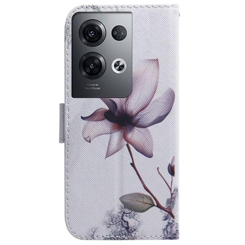 Housse Oppo Reno 8 Pro Fleur Vintage à Lanière