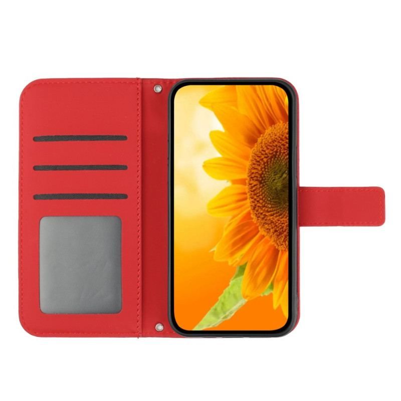 Housse Oppo Reno 8 Tournesol à Lanière