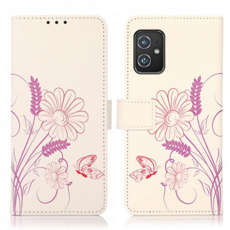 Housse Pour Asus Zenfone 8 Dessin Papillons Et Fleurs