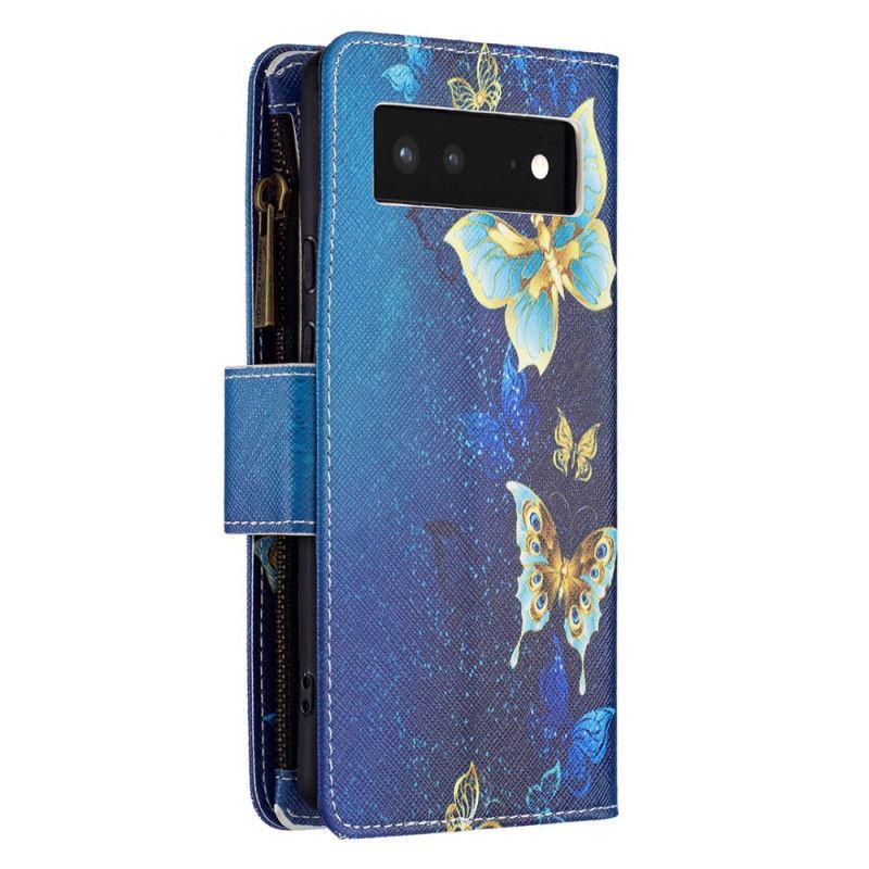 Housse Pour Google Pixel 6 Poche Zippée Papillons