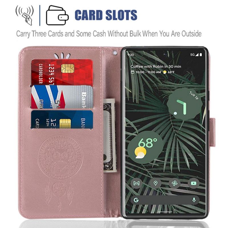 Housse Pour Google Pixel 6 Pro Effet Cuir Attrape Rêves Hibou