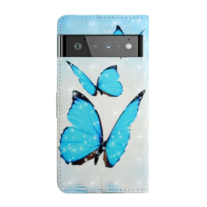 Housse Pour Google Pixel 6 Pro Papillons Bleus Volants