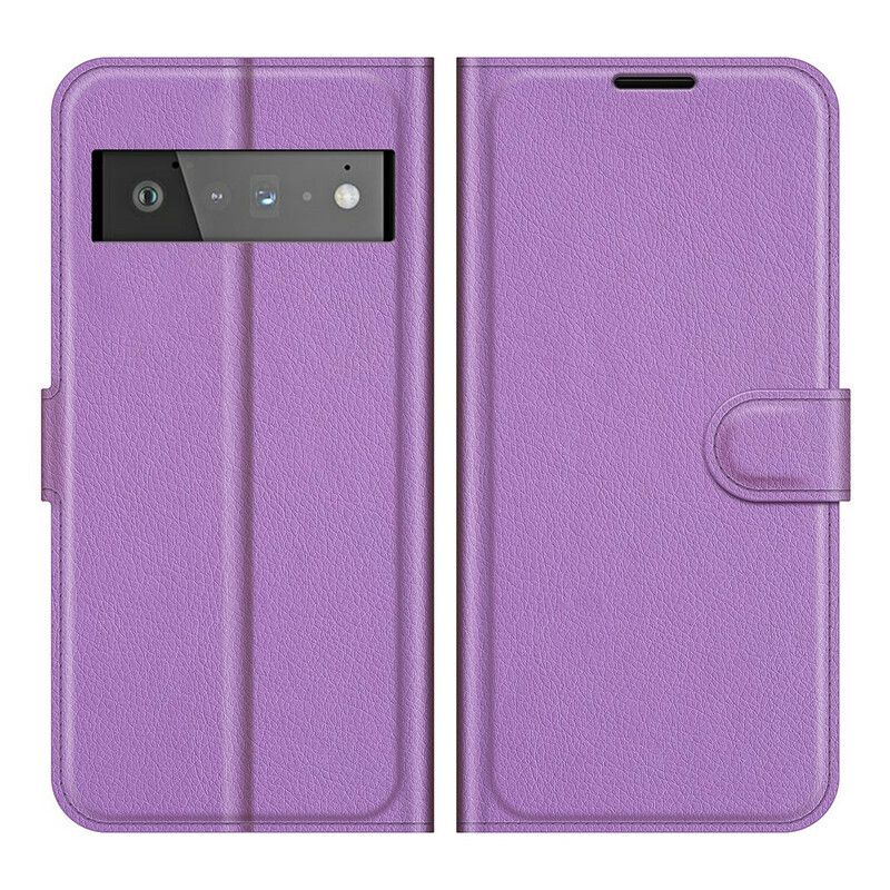 Housse Pour Google Pixel 6 Pro Simili Cuir Litchi Classique