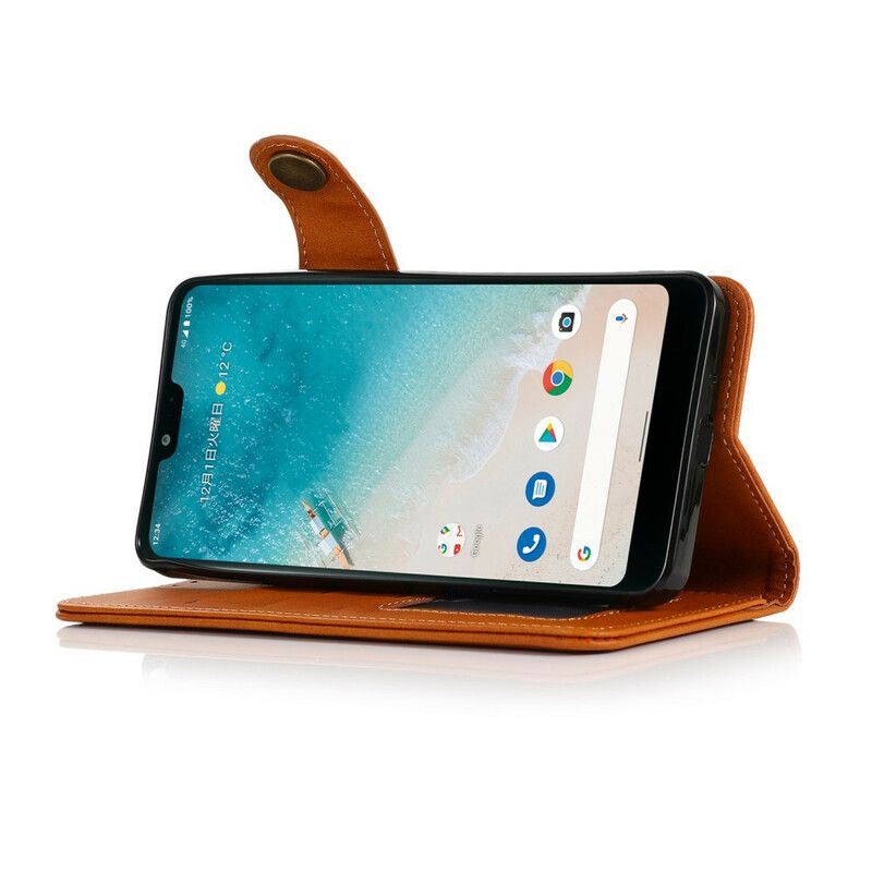 Housse Pour Google Pixel 6 Simili Cuir Bouton Khazneh