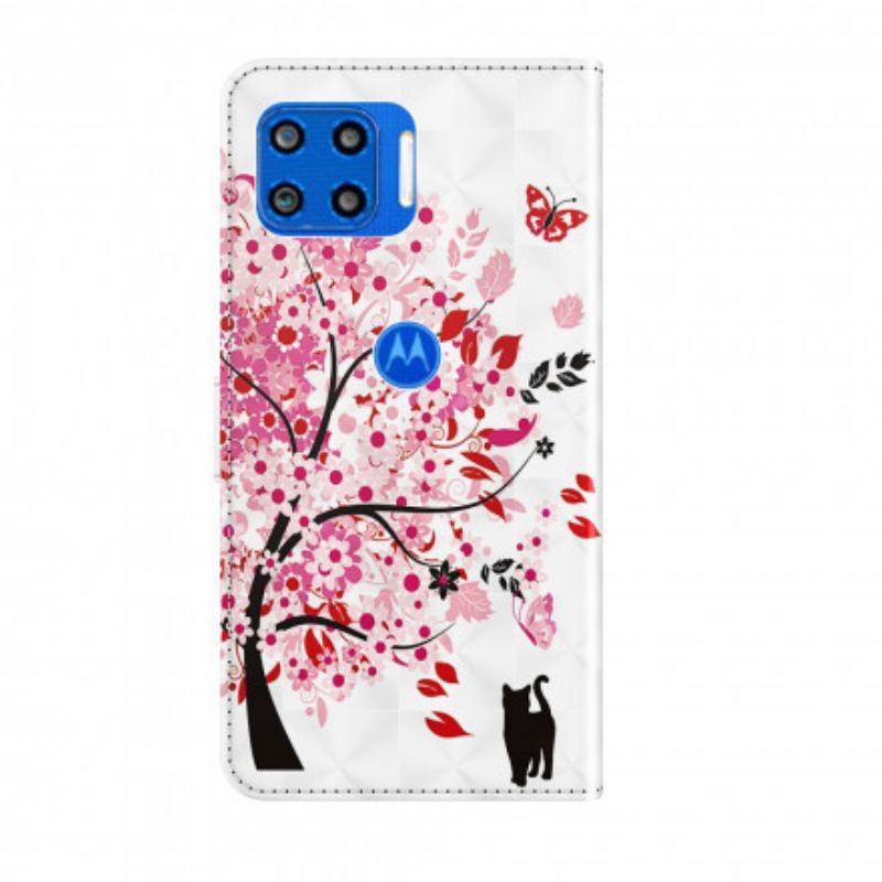 Housse Pour Moto G 5G Plus Arbre Rose