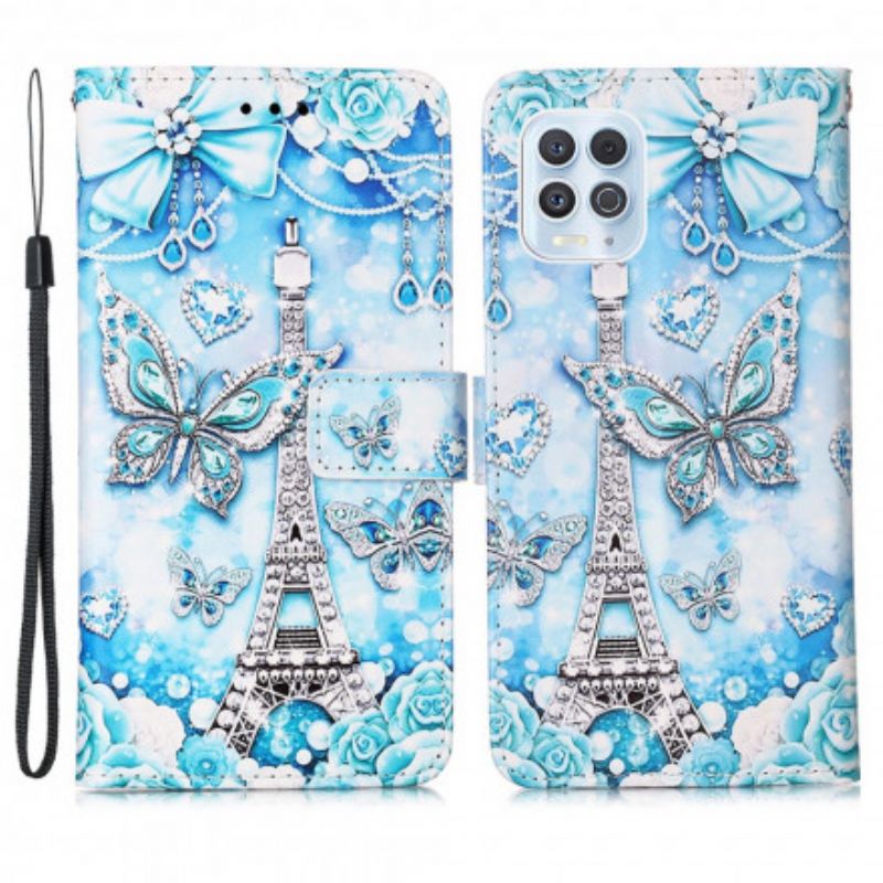 Housse Pour Moto G100 Tour Eiffel Papillons À Lanière