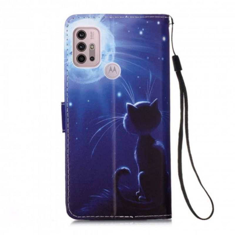 Housse Pour Moto G30 / G10 Chat Au Clair De Lune