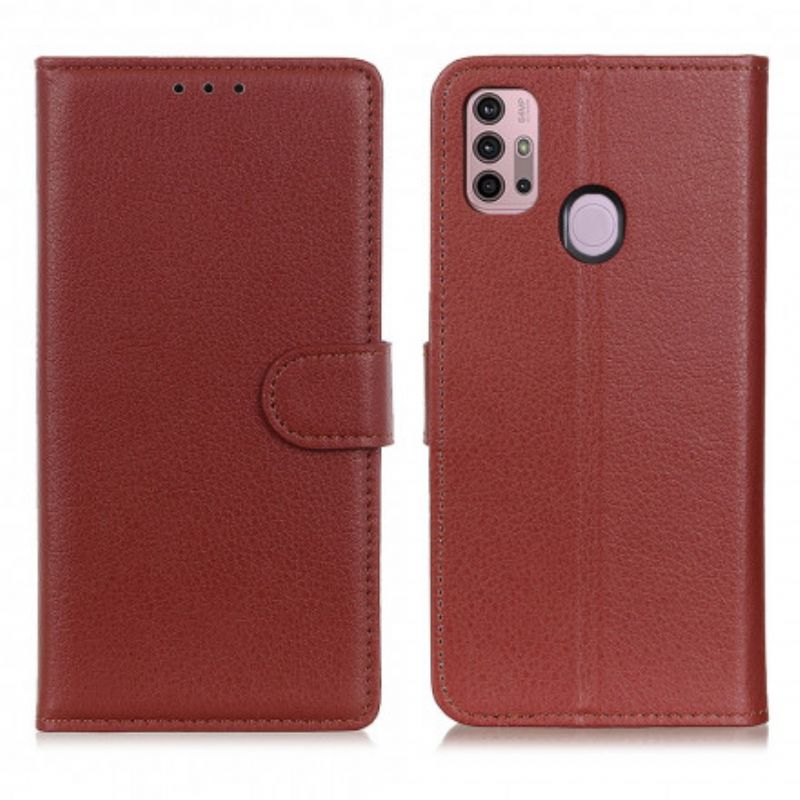 Housse Pour Moto G30 / G10 Simili Cuir Litchi Traditionnel