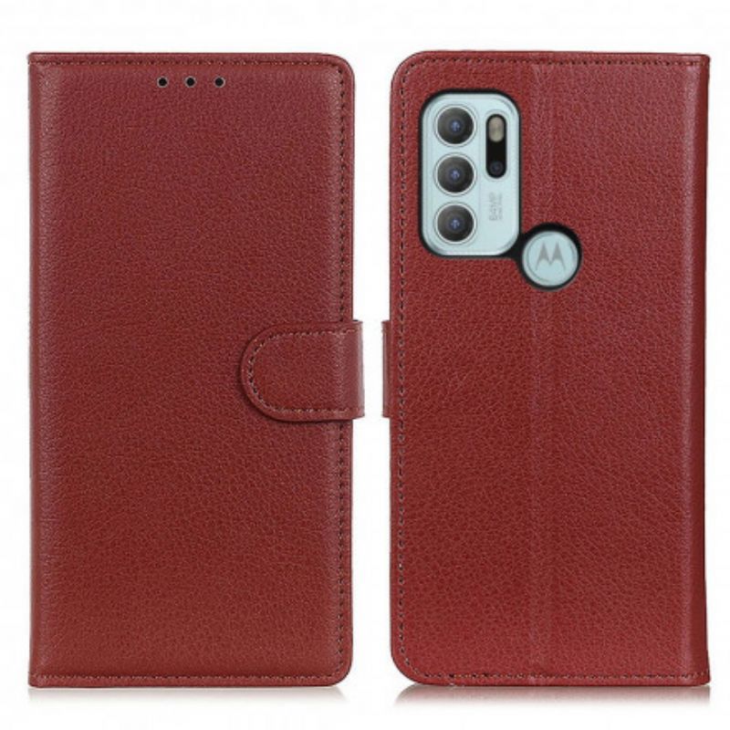 Housse Pour Moto G60S Simili Cuir Litchi Traditionnel