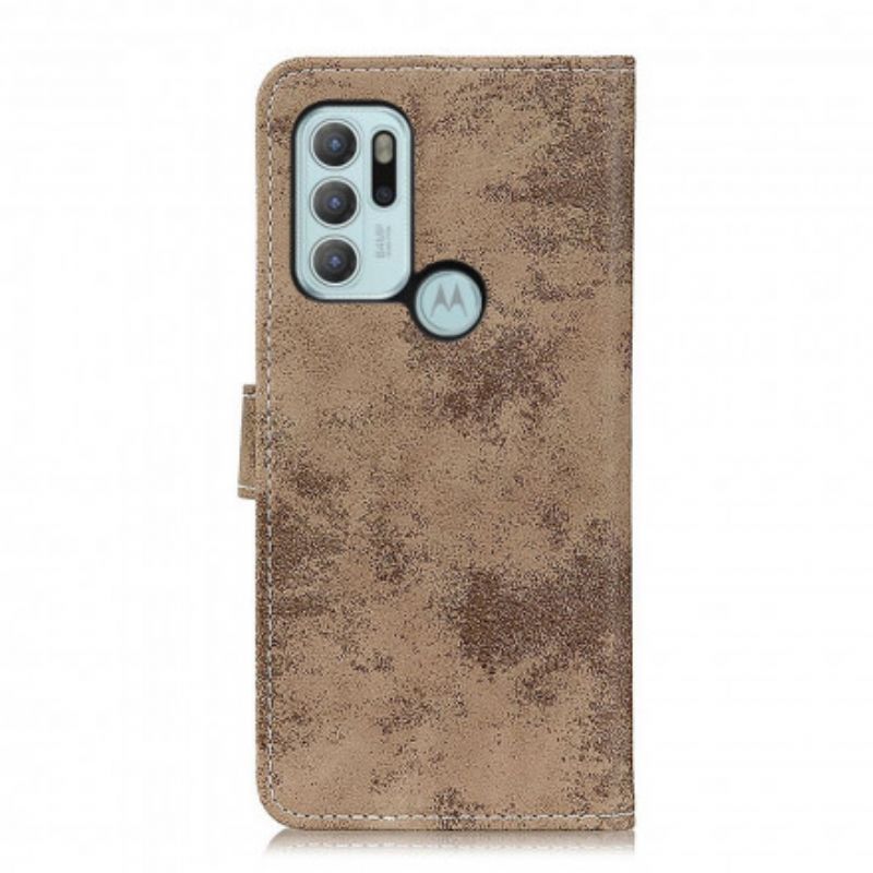 Housse Pour Moto G60S Simili Cuir Vintage