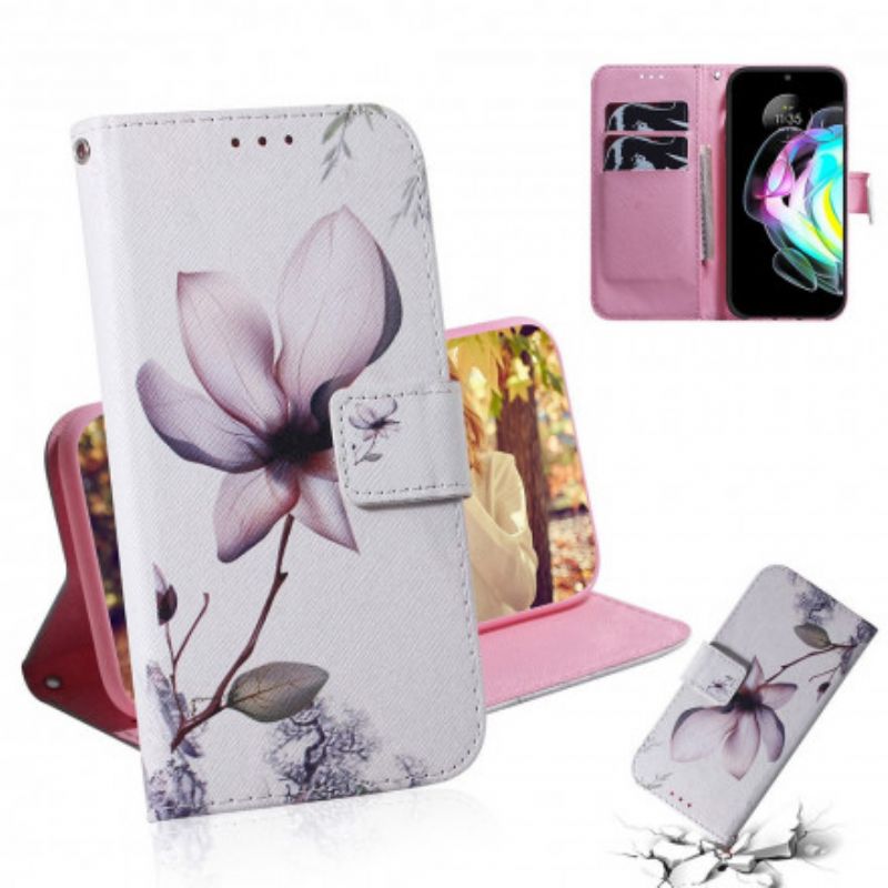 Housse Pour Motorola Edge 20 Fleur Vieux Rose