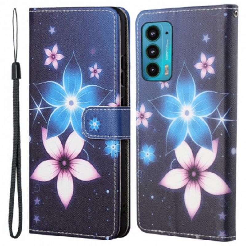 Housse Pour Motorola Edge 20 Fleurs Lunaires À Lanière