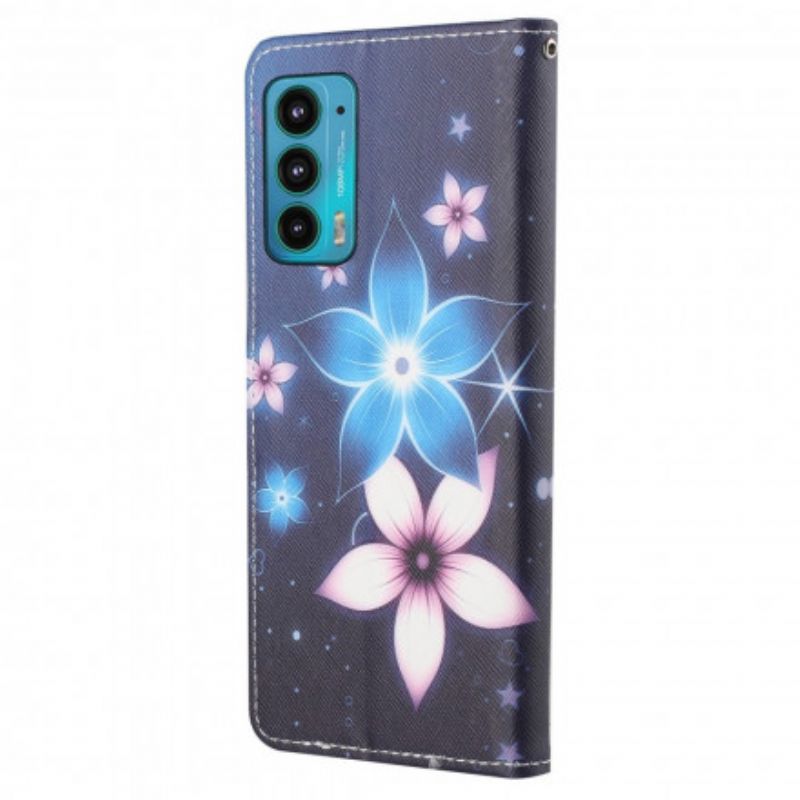 Housse Pour Motorola Edge 20 Fleurs Lunaires À Lanière