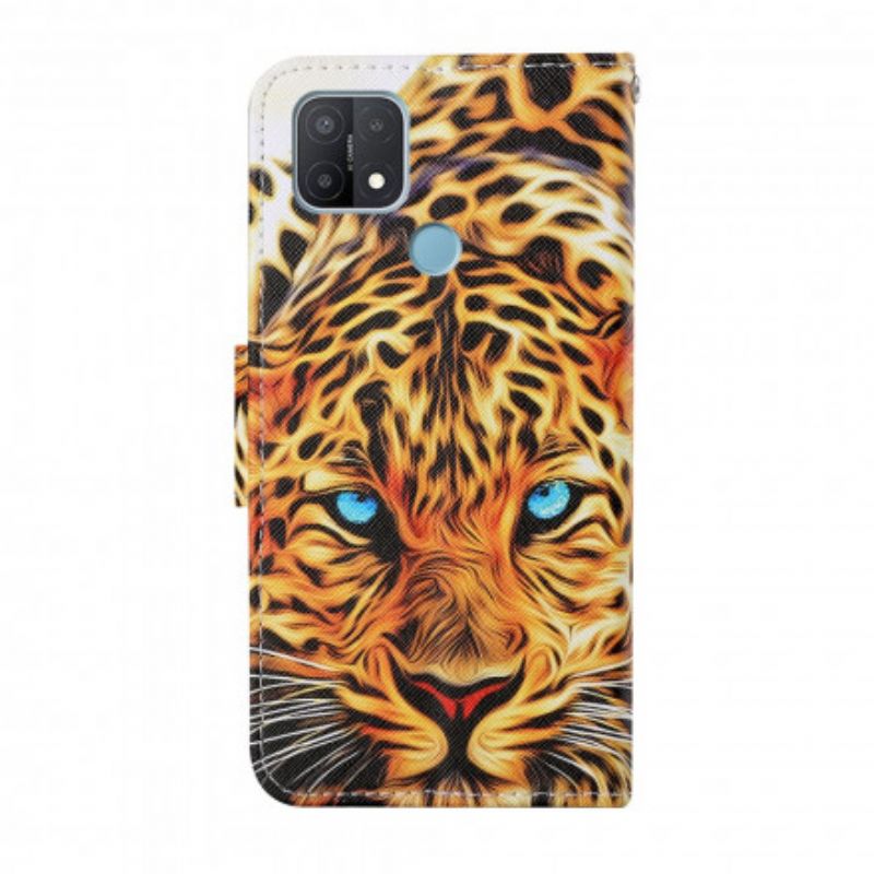 Housse Pour Oppo A15 Tigre Avec Lanière