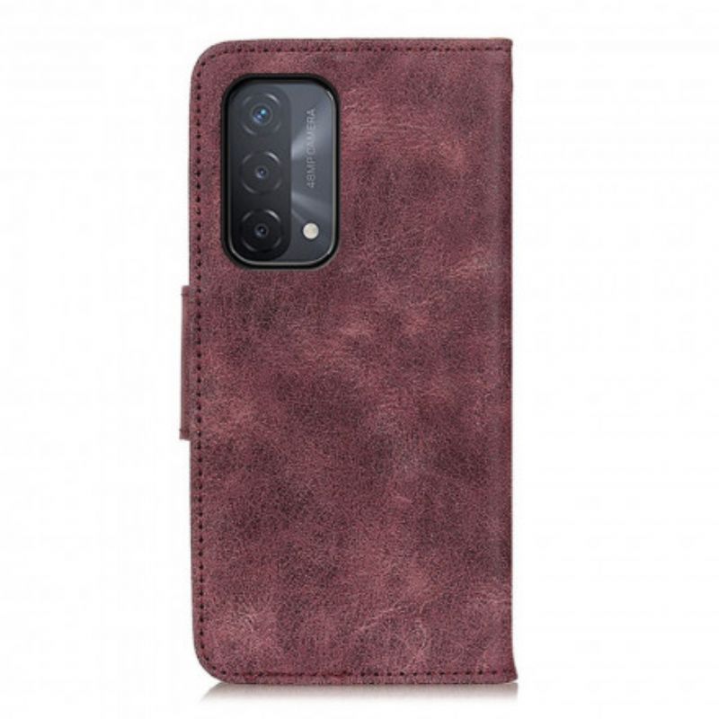 Housse Pour Oppo A54 5G / A74 5G Cuir Fendu Vintage