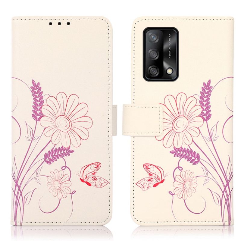 Housse Pour Oppo A74 4G Dessin Papillons Et Fleurs