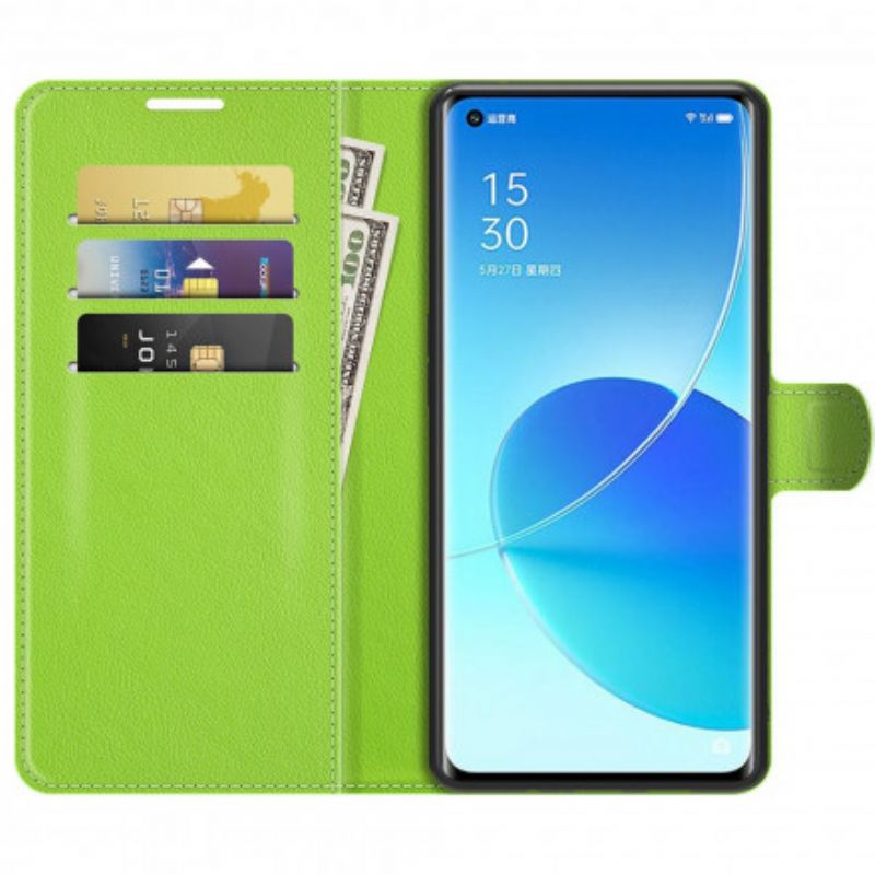 Housse Pour Oppo Reno 6 Pro 5G Simili Cuir Litchi Classique