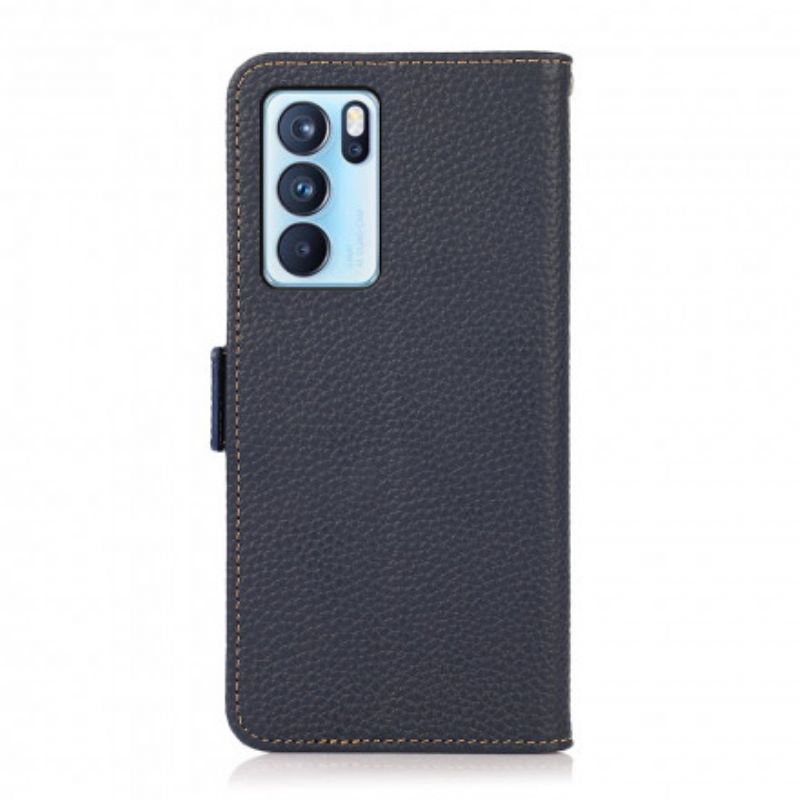 Housse Pour Oppo Reno 6 Pro 5G Véritable Cuir Litchi Khazneh Rfid