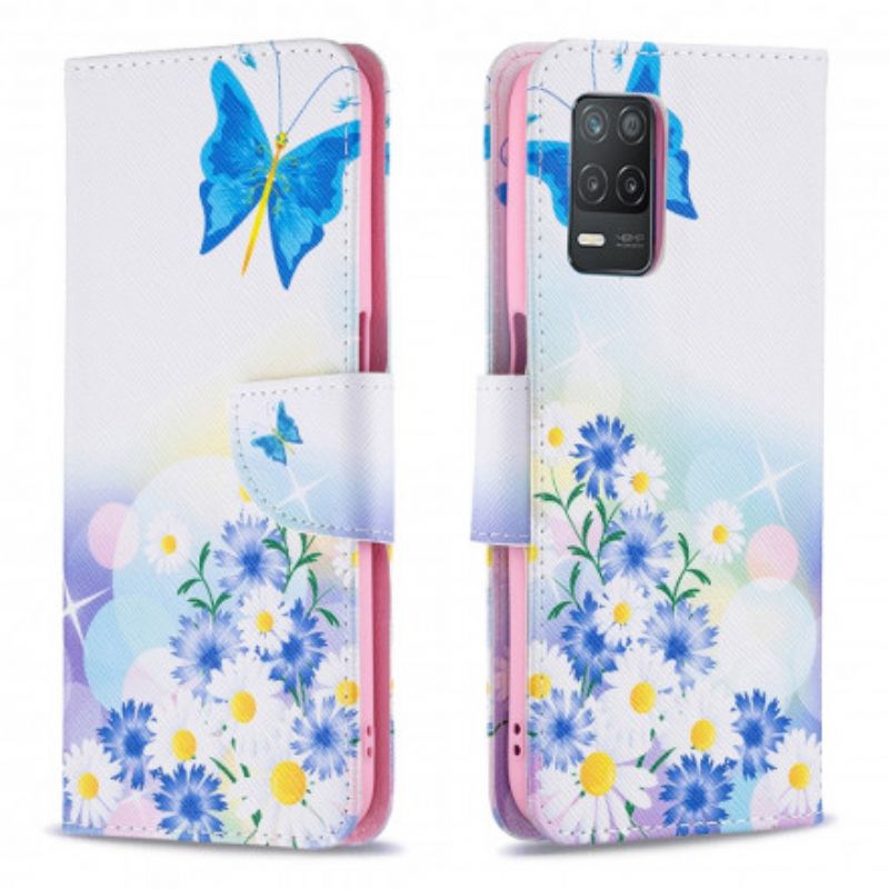 Housse Pour Realme 8 5G Papillons Et Fleurs Peints