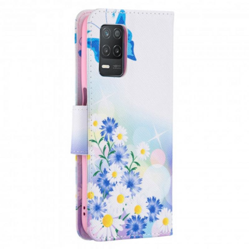 Housse Pour Realme 8 5G Papillons Et Fleurs Peints