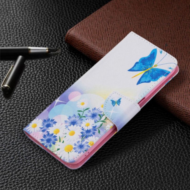 Housse Pour Realme 8 5G Papillons Et Fleurs Peints