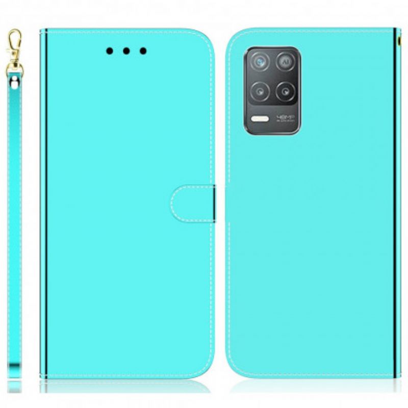 Housse Pour Realme 8 5G Simili Cuir Couverture Miroir