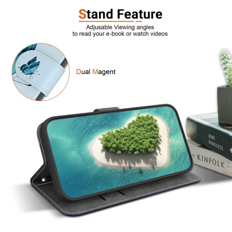 Housse Realme 14 5G Papillon Bleu et Fleurs