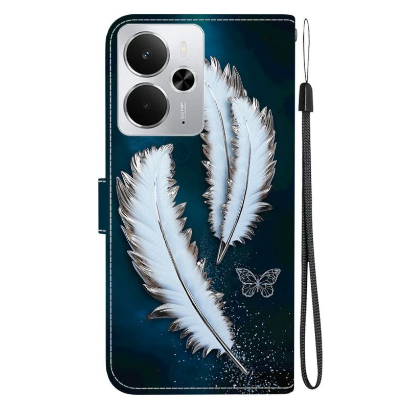 Housse Realme 14 5G Plumes Blanches