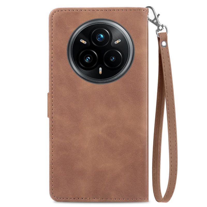 Housse Realme 14 Pro 5G Effet Daim Dentelle avec Pochette et Lanière