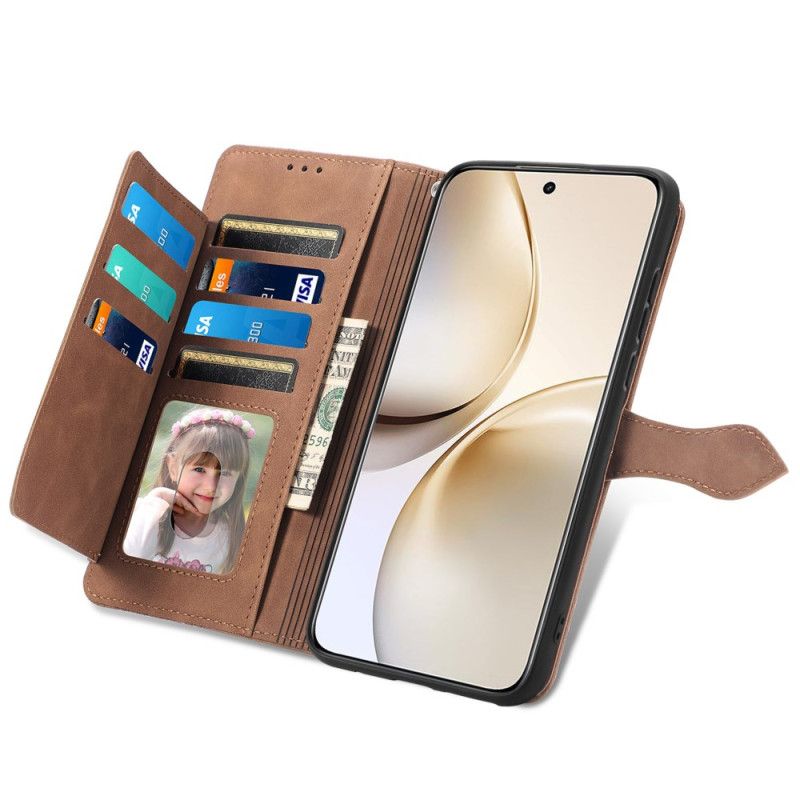 Housse Realme 14 Pro 5G Effet Daim Dentelle avec Pochette et Lanière