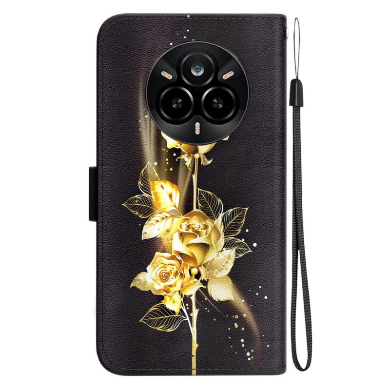 Housse Realme 14 Pro 5G Papillons Dorés et Roses