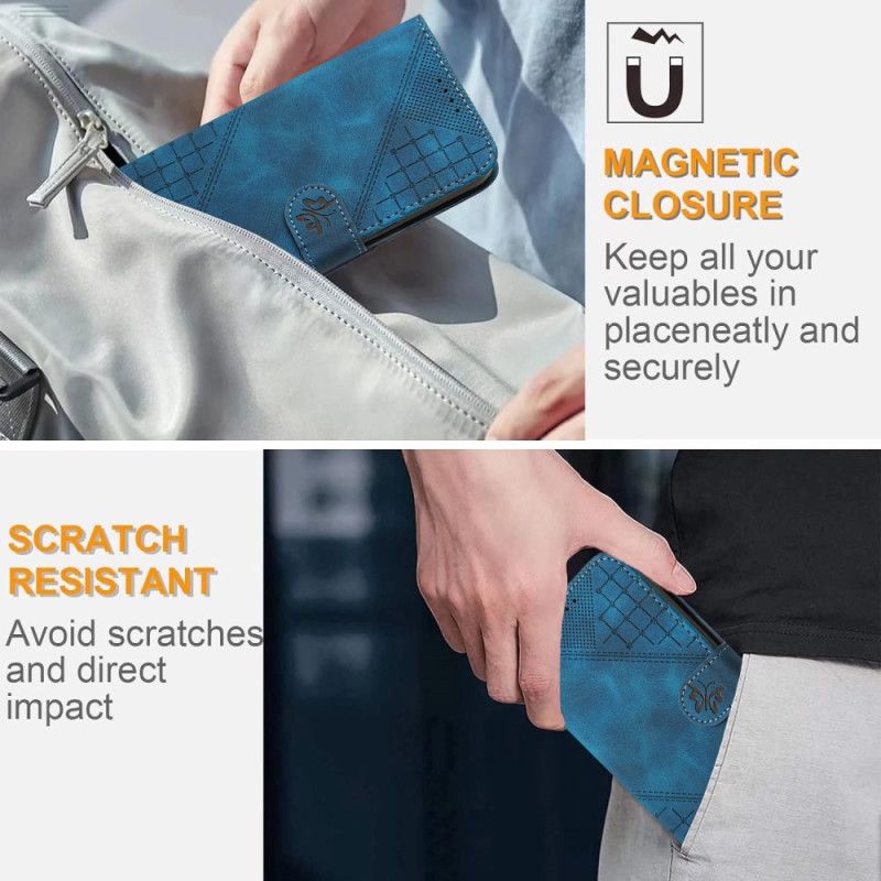 Housse Realme 14 Pro 5G Papillons Géométrique à Lanière