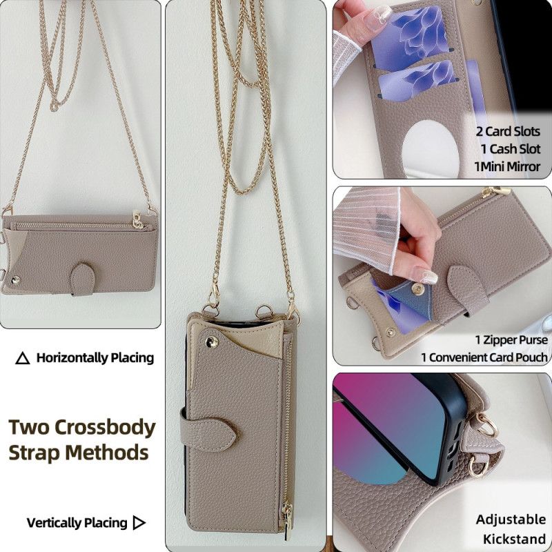 Housse Realme 14X 5G / C75 Portefeuille Bicolore avec Chaîne