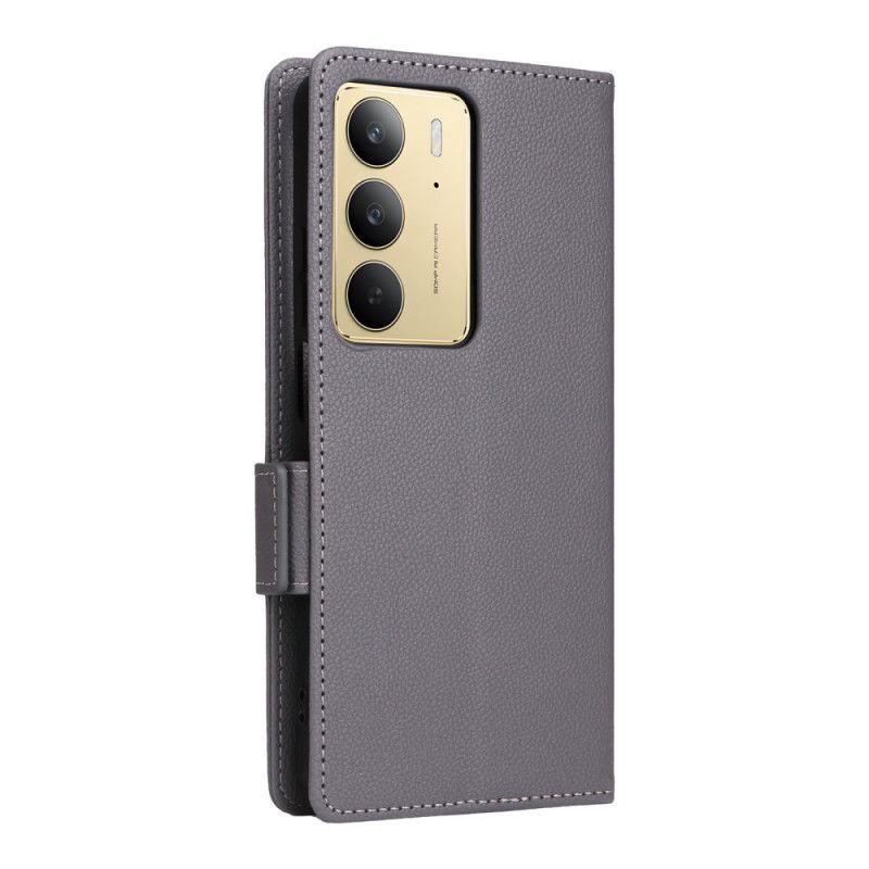 Housse Realme 14X 5G / C75 Simili Cuir Litchi à Lanière