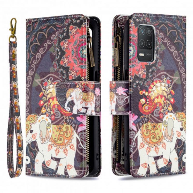 Housse Realme 8 5G Poche Zippée Éléphant