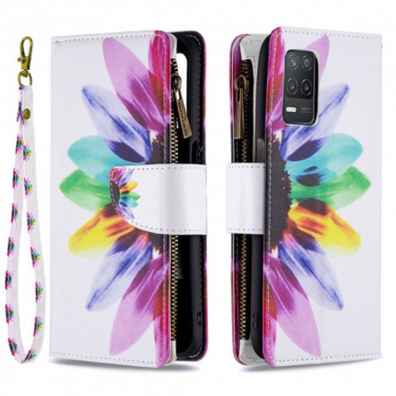 Housse Realme 8 5G Poche Zippée Fleur