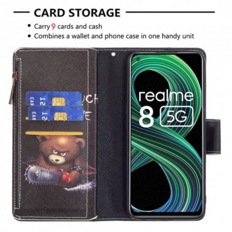 Housse Realme 8 5G Poche Zippée Ours