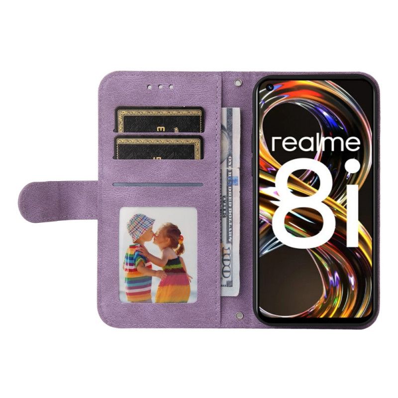 Housse Realme 8i Simili Cuir Rivet Et Lanière