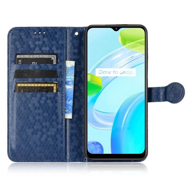 Housse Realme C30 Alvéoles Fermoir Rond à Lanière